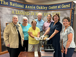 Photo of the family who donated Annie Oakley artifacts to Garst Museum